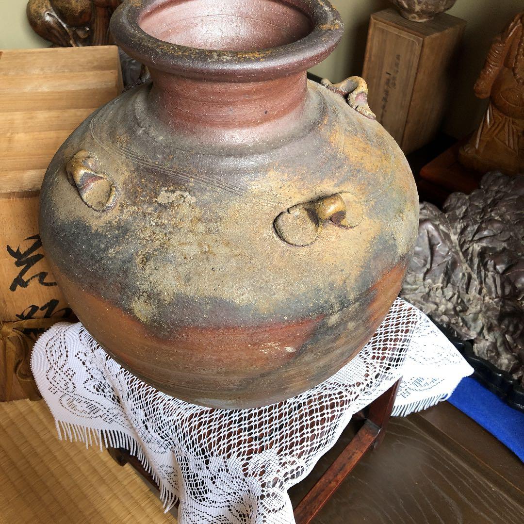 備前焼　名人陶古　四耳壺　迫力あるお品　処分
