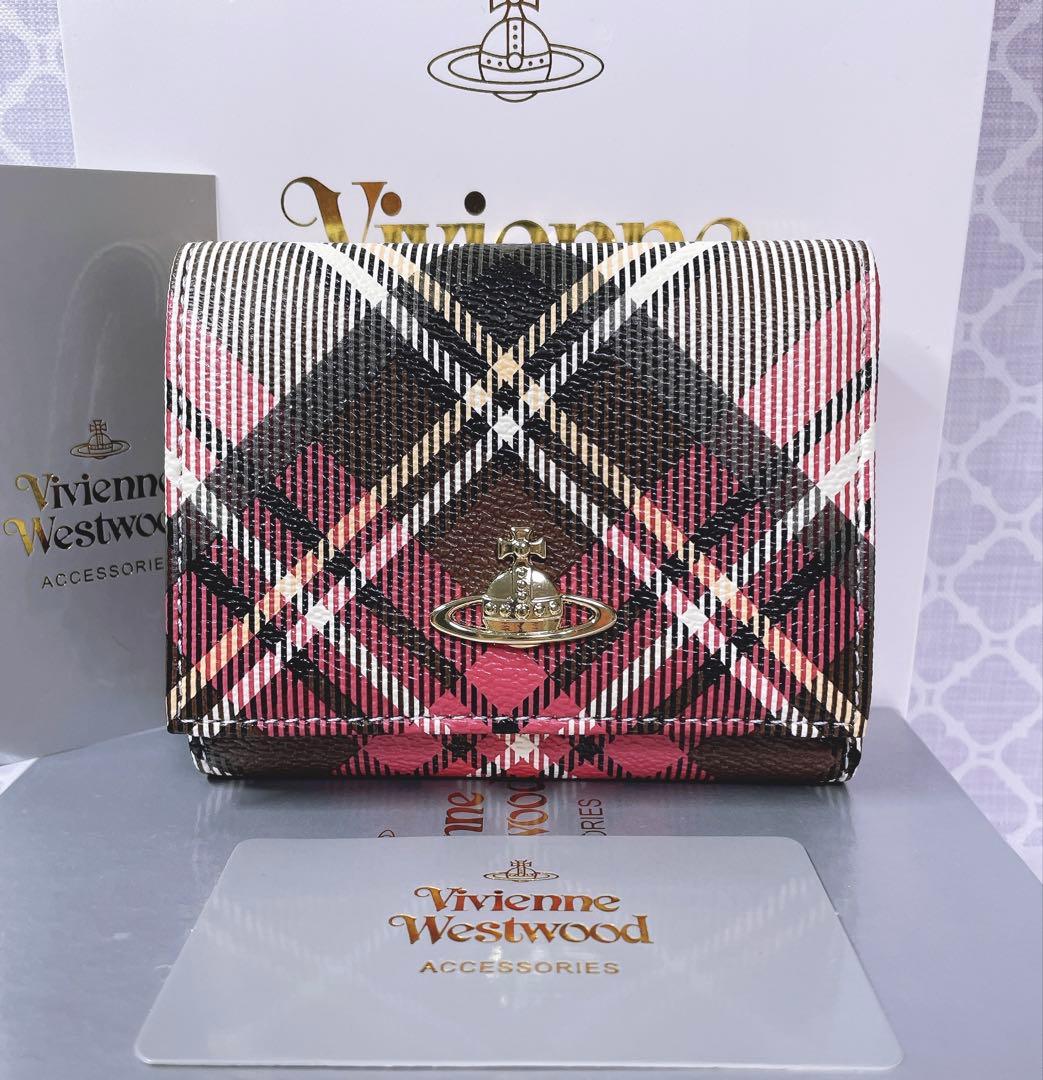 【可愛すぎ♡新品】可愛い ヴィヴィアン・ウエストウッド　三折財布 チェック
