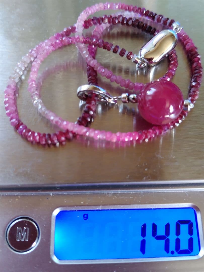 【鑑別書】ルビー(処理石) トップ付き、ルビーのネックレス