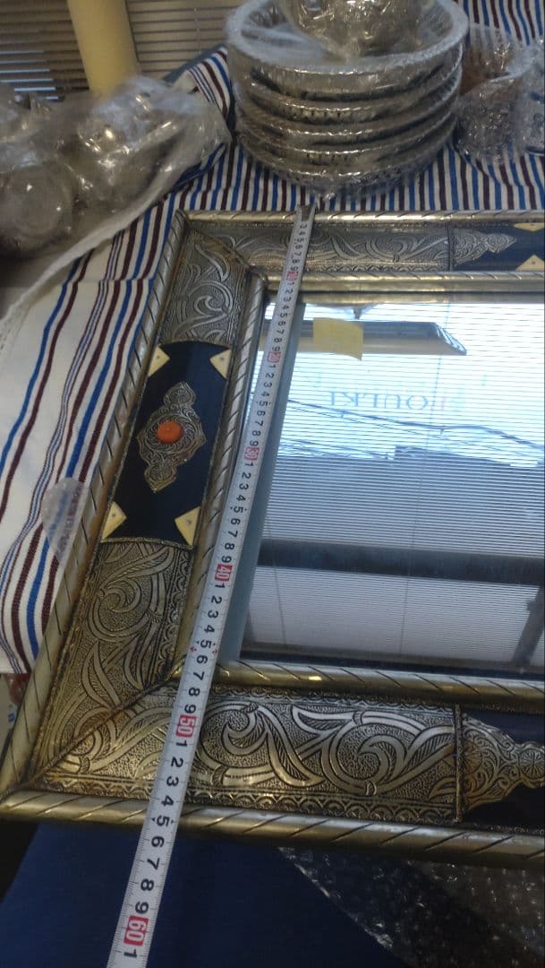 モロッコ製 アンティーク調 インテリア鏡（ハンドメイド）