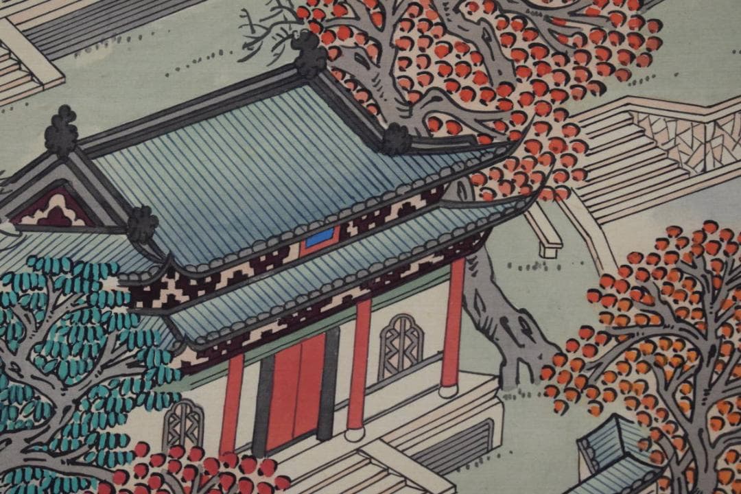 【複製】作者不詳/寒山寺風景画賛/工芸品/掛軸☆宝船☆Y-229　JM