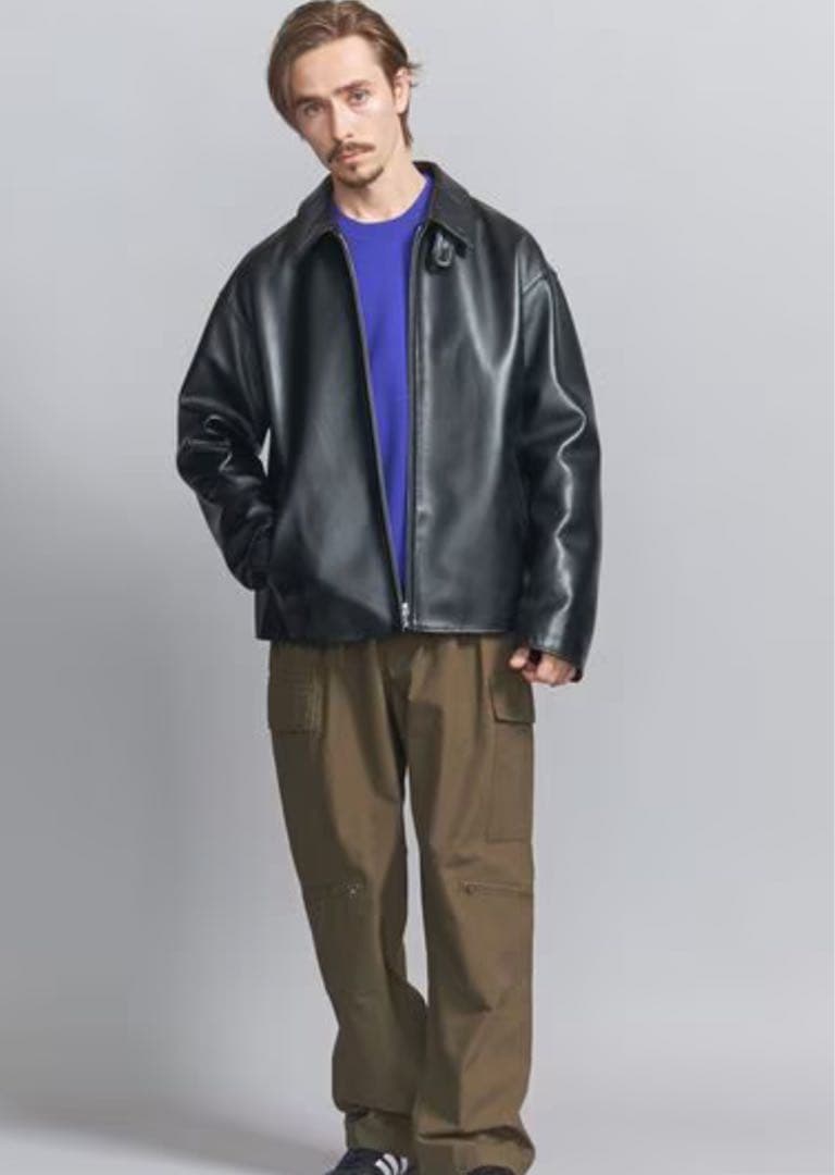 【新品未使用】BEAUTY&YOUTH シープ レザー ジップ ブルゾン L