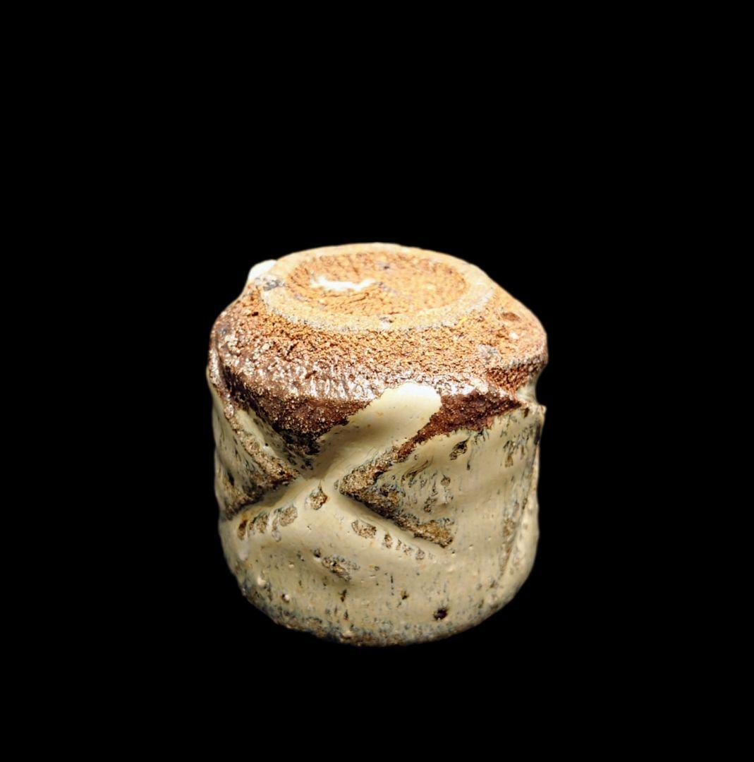 ■唐津焼 丸田宗彦 斑唐津彫ぐい呑 共箱、共布、栞揃い #ぐい呑み #丸田宗彦