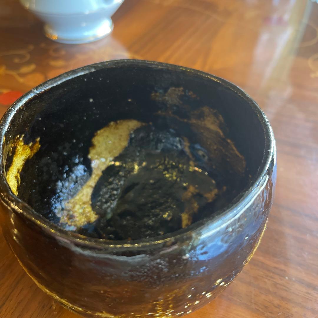 黒金の茶碗　茶道具 楽茶碗（らくちゃわん） 茶碗 黒楽 上 松楽