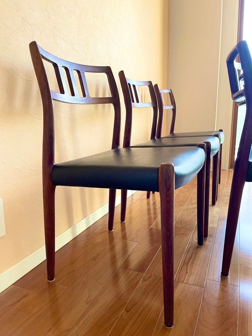 ダイニングチェア4脚デンマークニールス・モラー チーク材 椅子　大塚家具リペア③