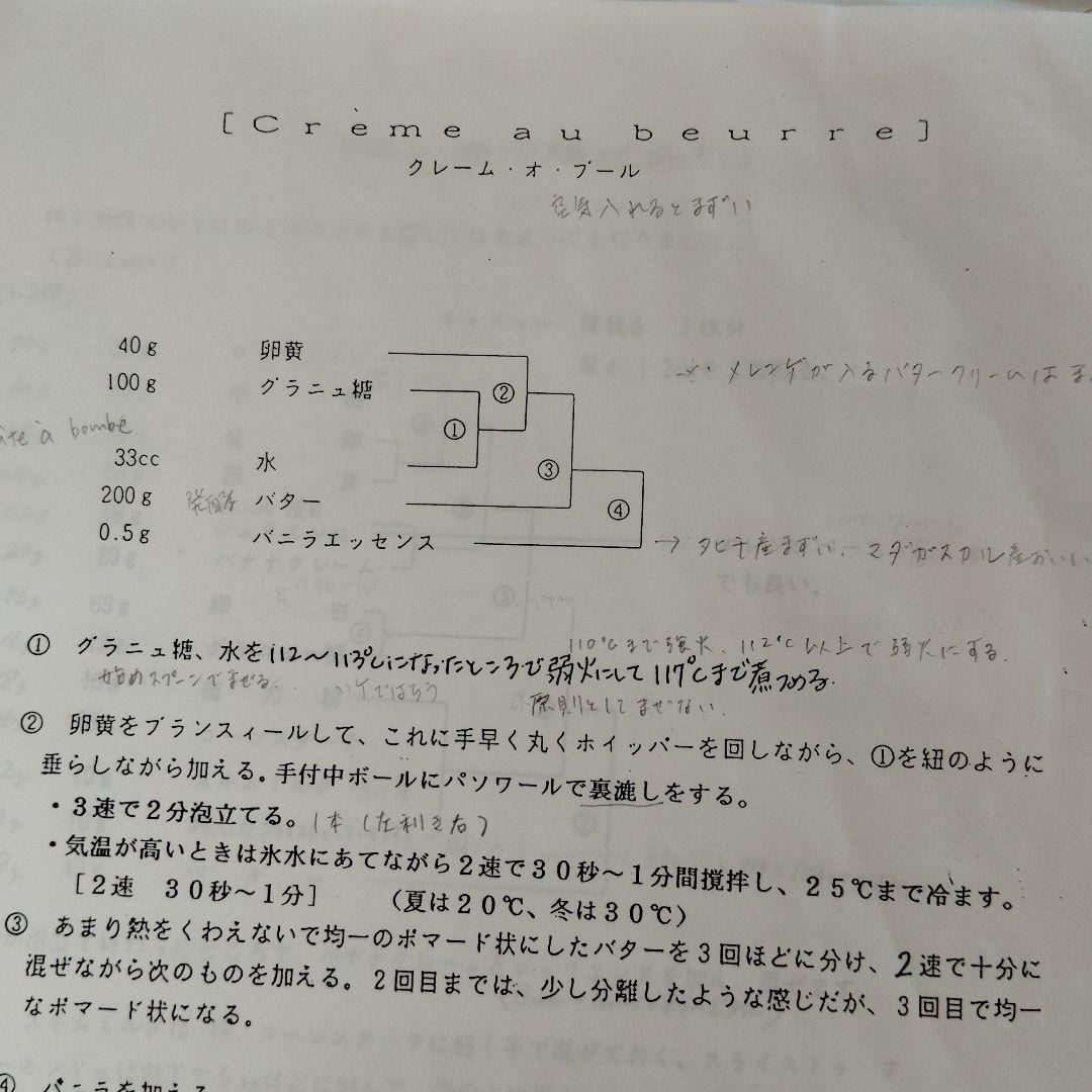 イル・プルー・シュル・ラ・セーヌ　フランス菓子本科コース　レシピ集