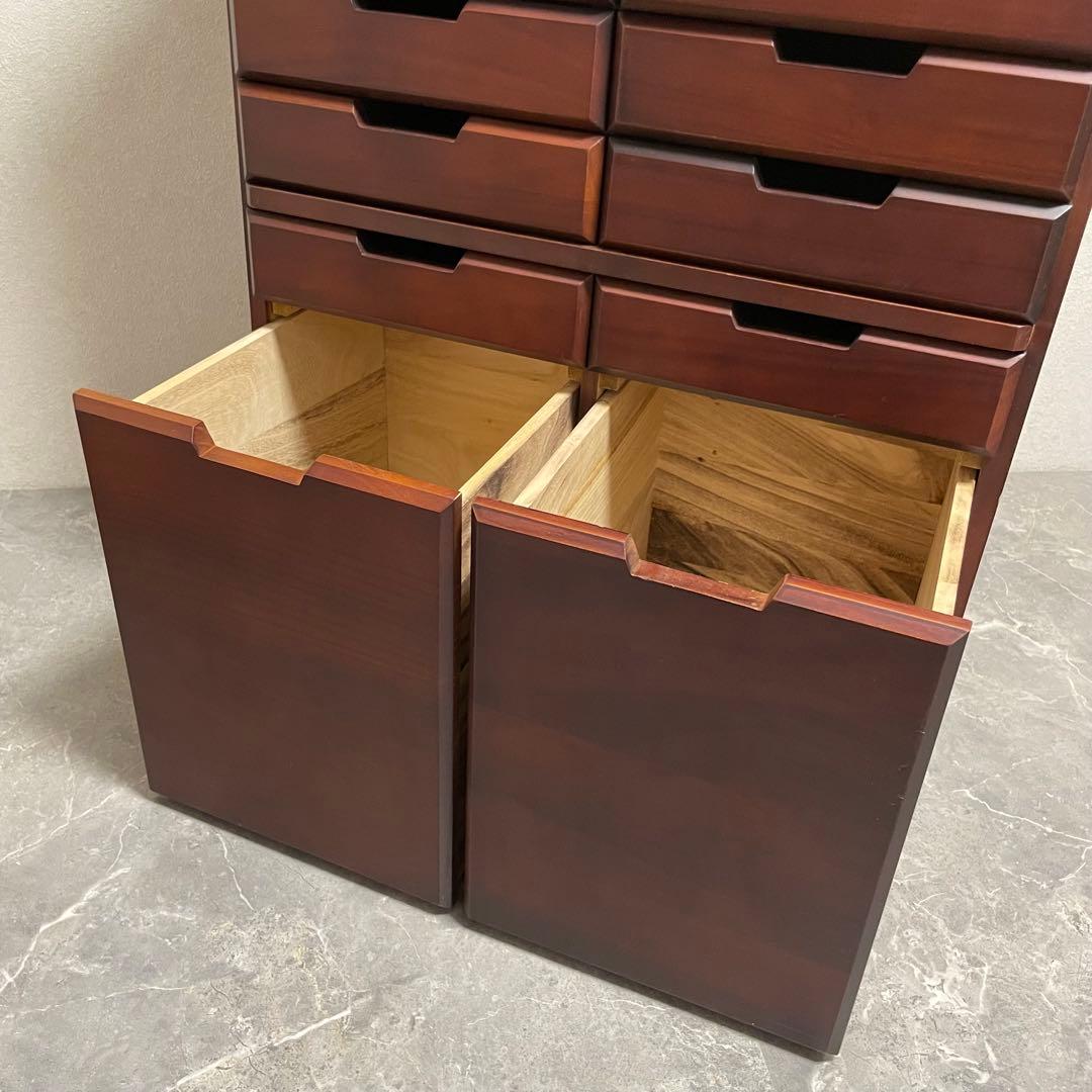 書類箪笥　書庫　整理棚 桐製チェスト 8段16杯箪笥 大容量収納