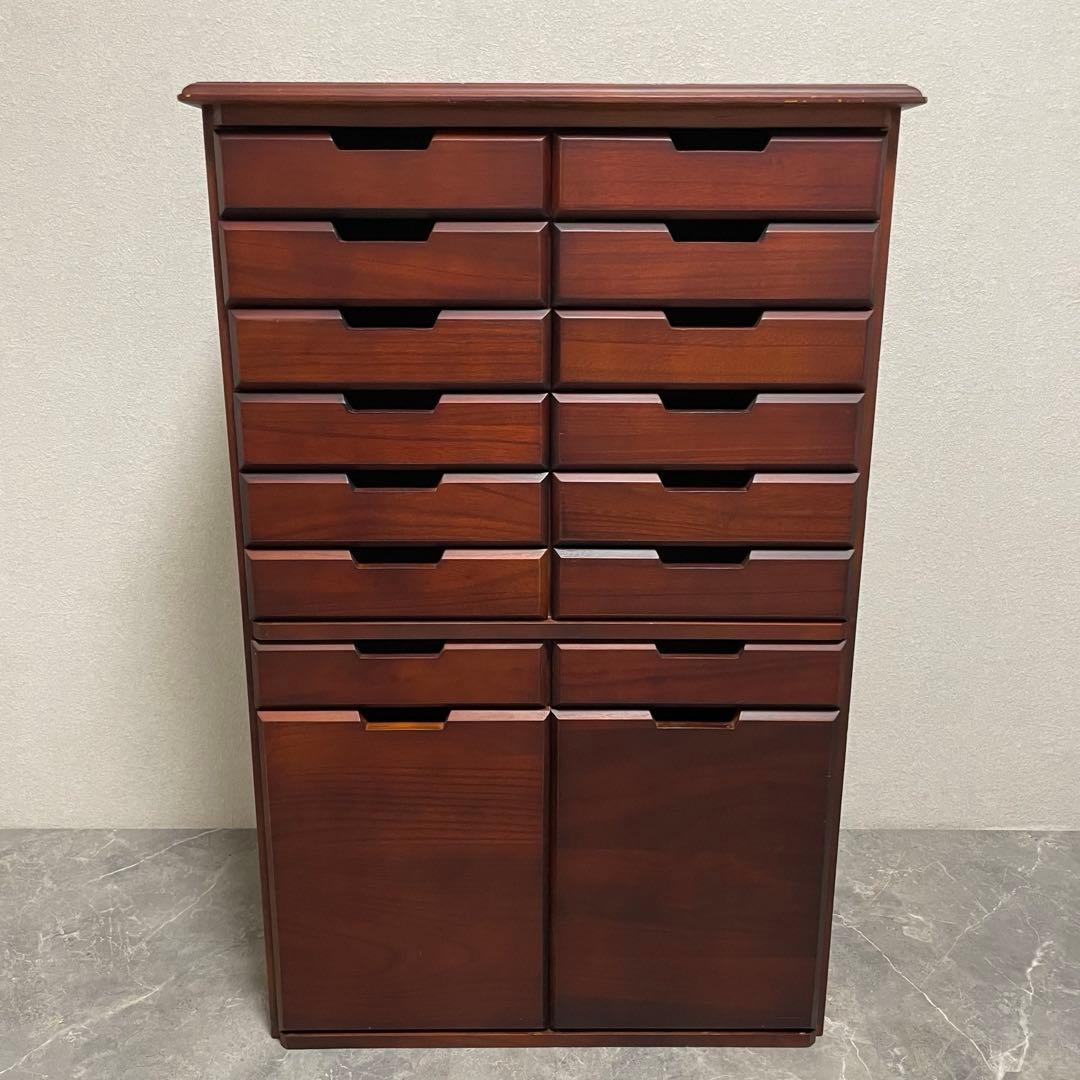 書類箪笥　書庫　整理棚 桐製チェスト 8段16杯箪笥 大容量収納