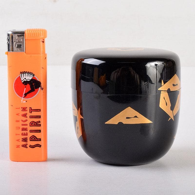 茶道具　輪島塗　喜三誠志作　鱗鶴蒔絵　棗　共箱　V　6914