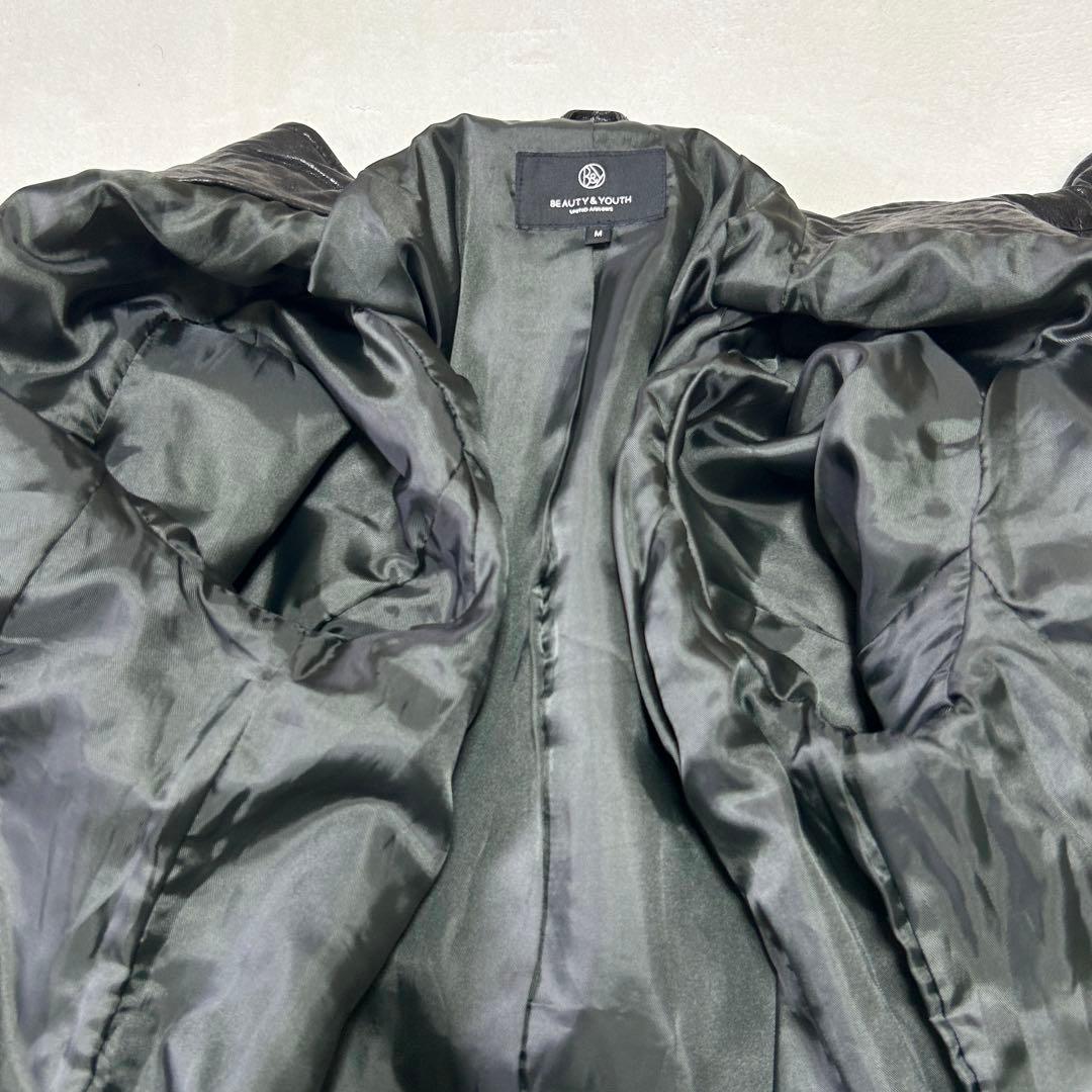 美品B&Yユナイテッドアローズ 羊革 ラムレザー シングルライダースジャケットM