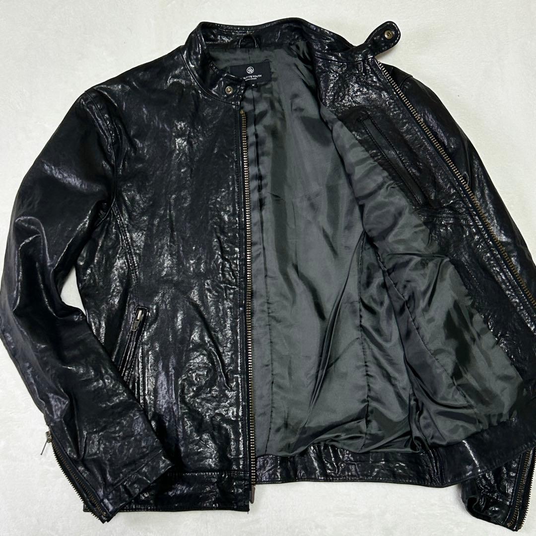 美品B&Yユナイテッドアローズ 羊革 ラムレザー シングルライダースジャケットM