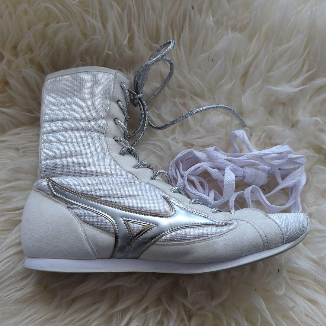 ミズノ ボクシングシューズ イージースペクトラ 05シルバー×52ゴールド縁取り