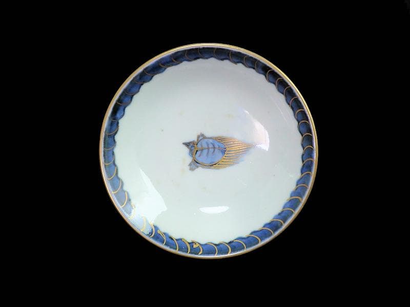 古伊万里　紗綾形紋に金唐草　丸紋に松竹梅の図　大振蓋茶碗　E807AS-CNy