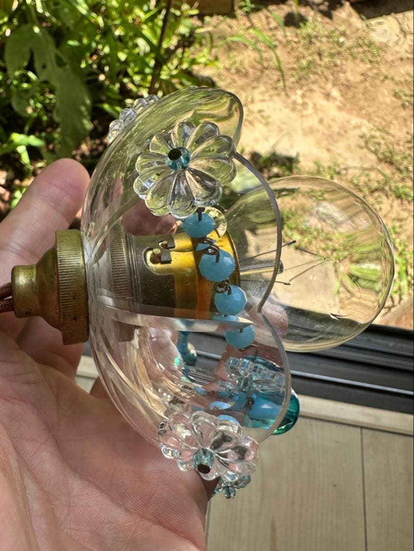 フランス アンティーク スカイブルー・ムラーノガラスの可愛いミニシャンデリア＊