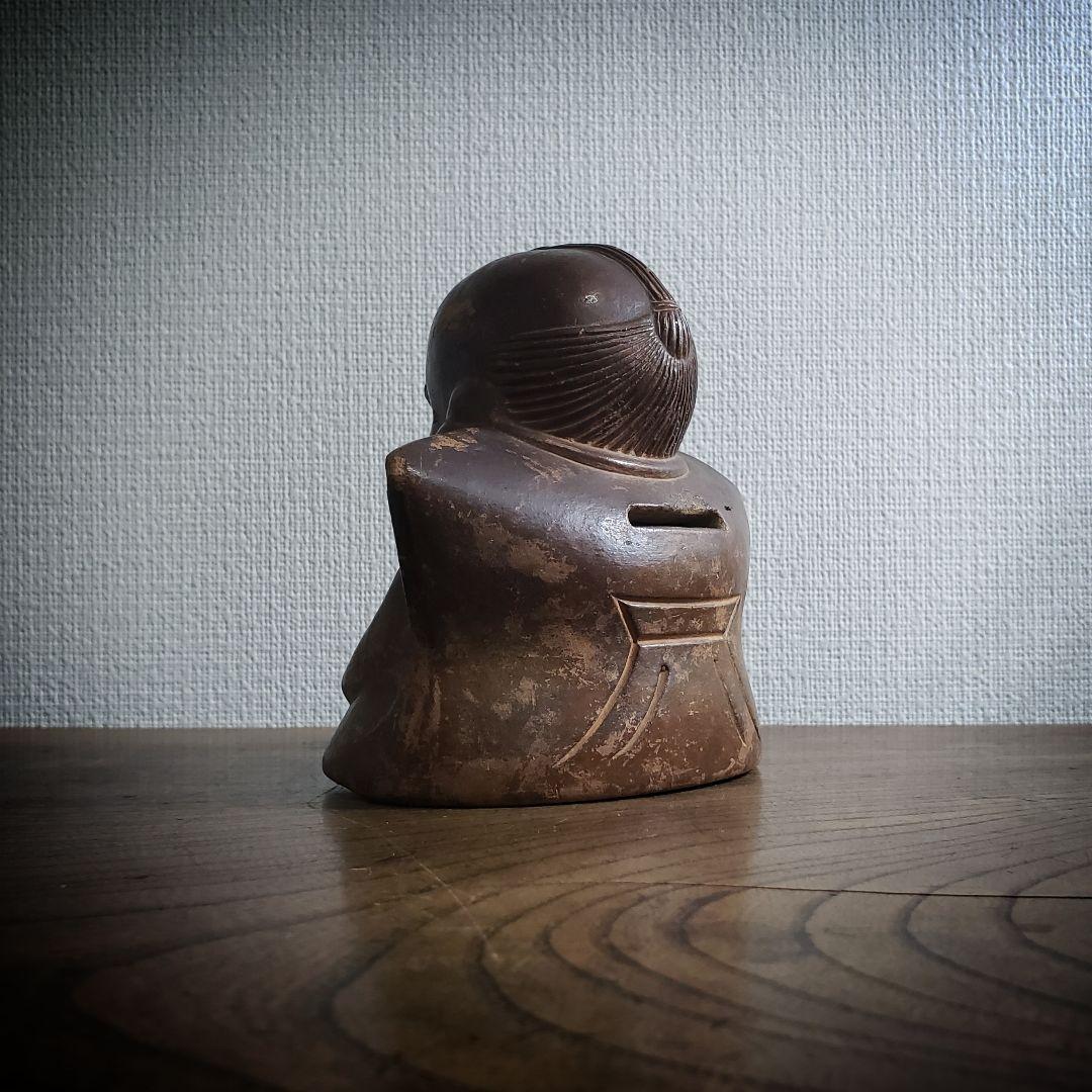 福助　古備前　貯金箱　縁起物　アンティーク　昭和レトロ　骨董品　明治　大正