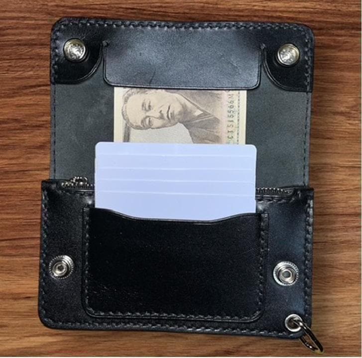 まりりん ⑤ミドルトラッカーウォレット/栃木レザー/シルバ/小判カンシルバ