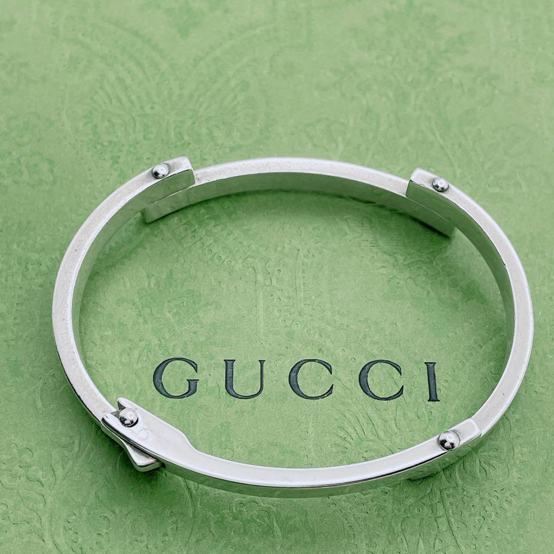 GUCCI バングル　プレート　ブレスレット　シルバー925