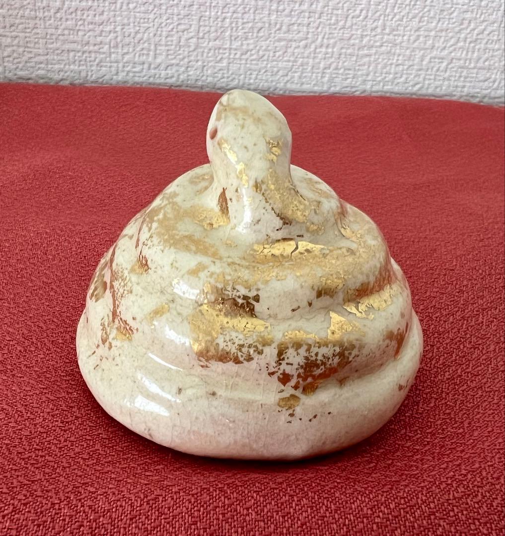 京焼 六代 清水六兵衛 干支 巳玉置物 共箱 共布有り 縁起物