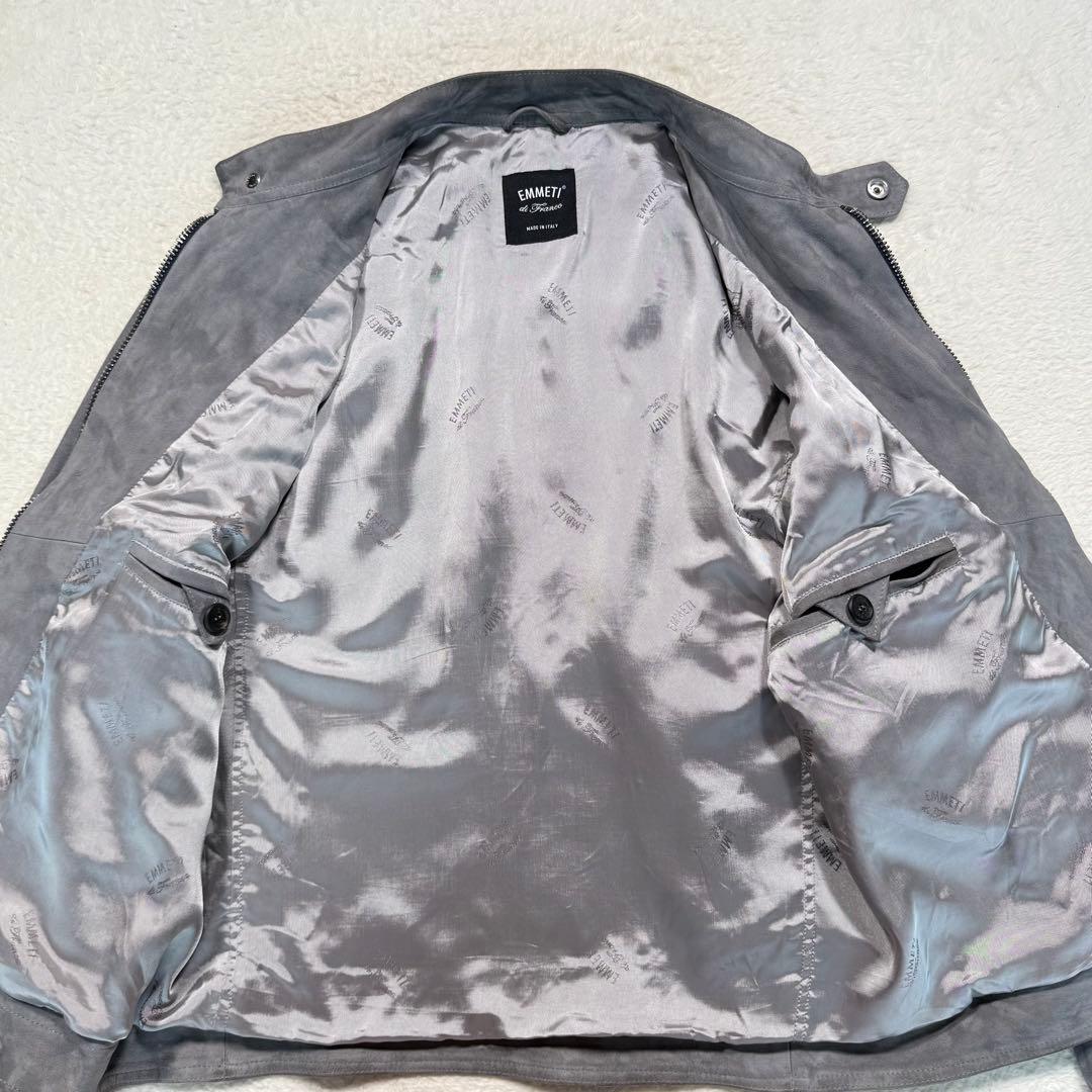 EMMETI エンメティ シングルライダースジャケット 山羊革 グレー XL相当
