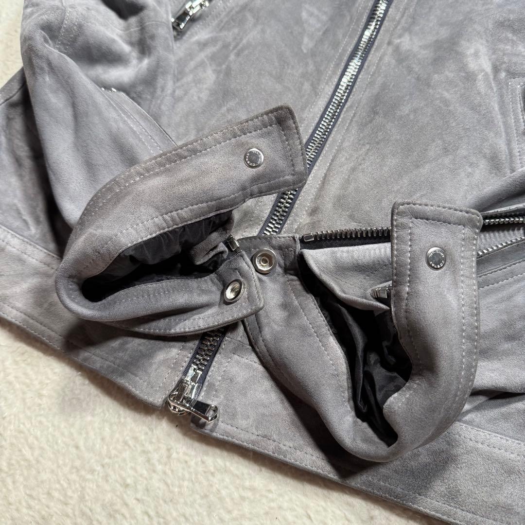 EMMETI エンメティ シングルライダースジャケット 山羊革 グレー XL相当