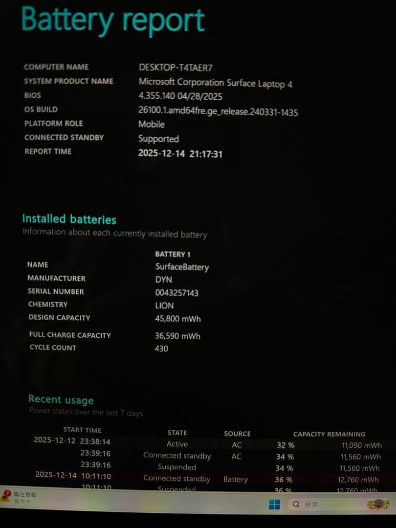 12.Surface Laptop 4 Ryzen 7 16Gb タッチパネル