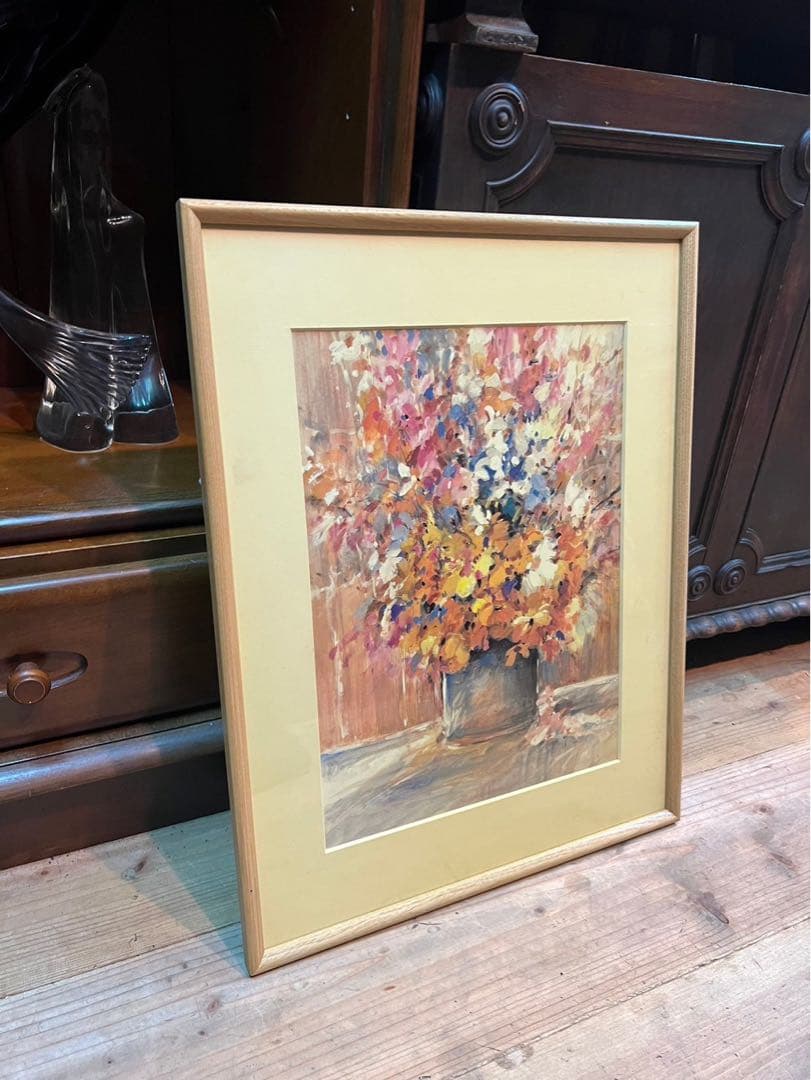 ノルブェ テーブルの花 アート 額縁 インテリア