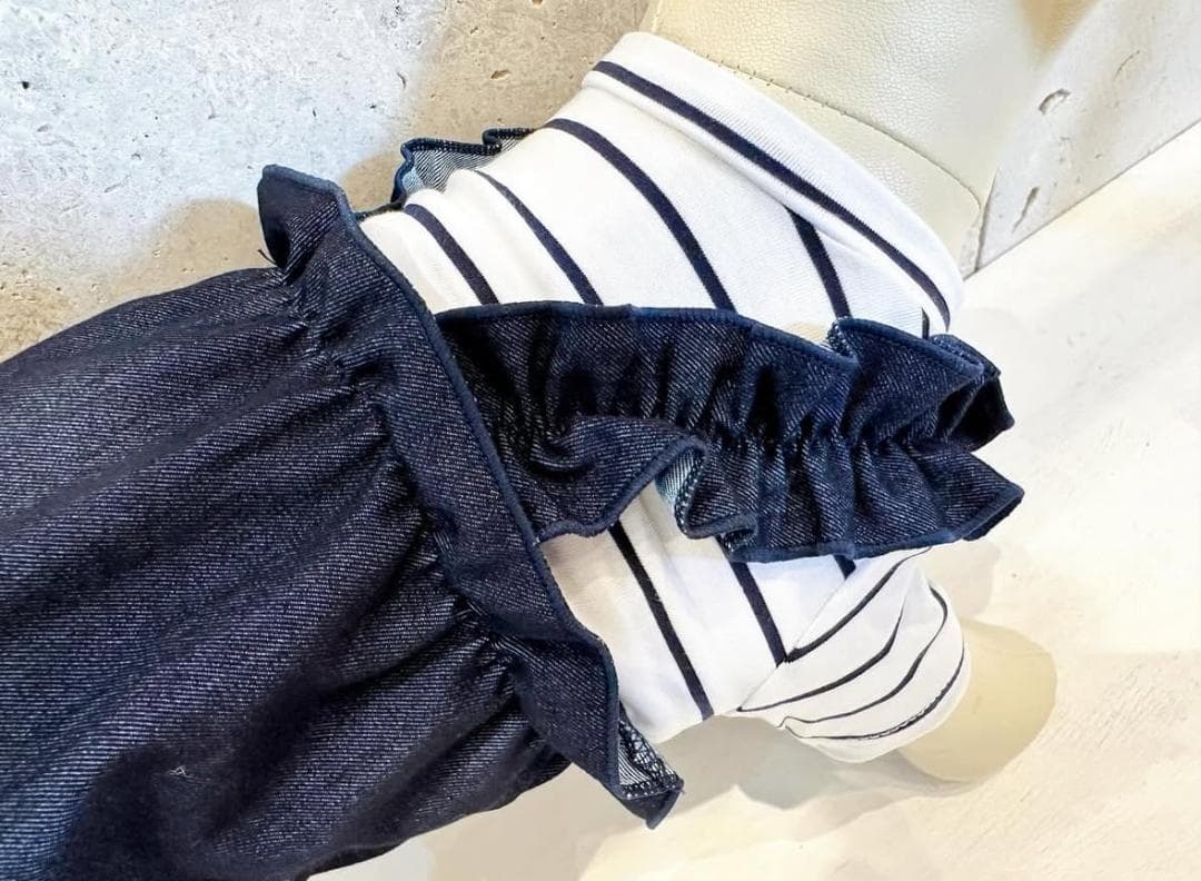 ★完売品★ DENIM ROSE ワッペンデニムフリルワンピース