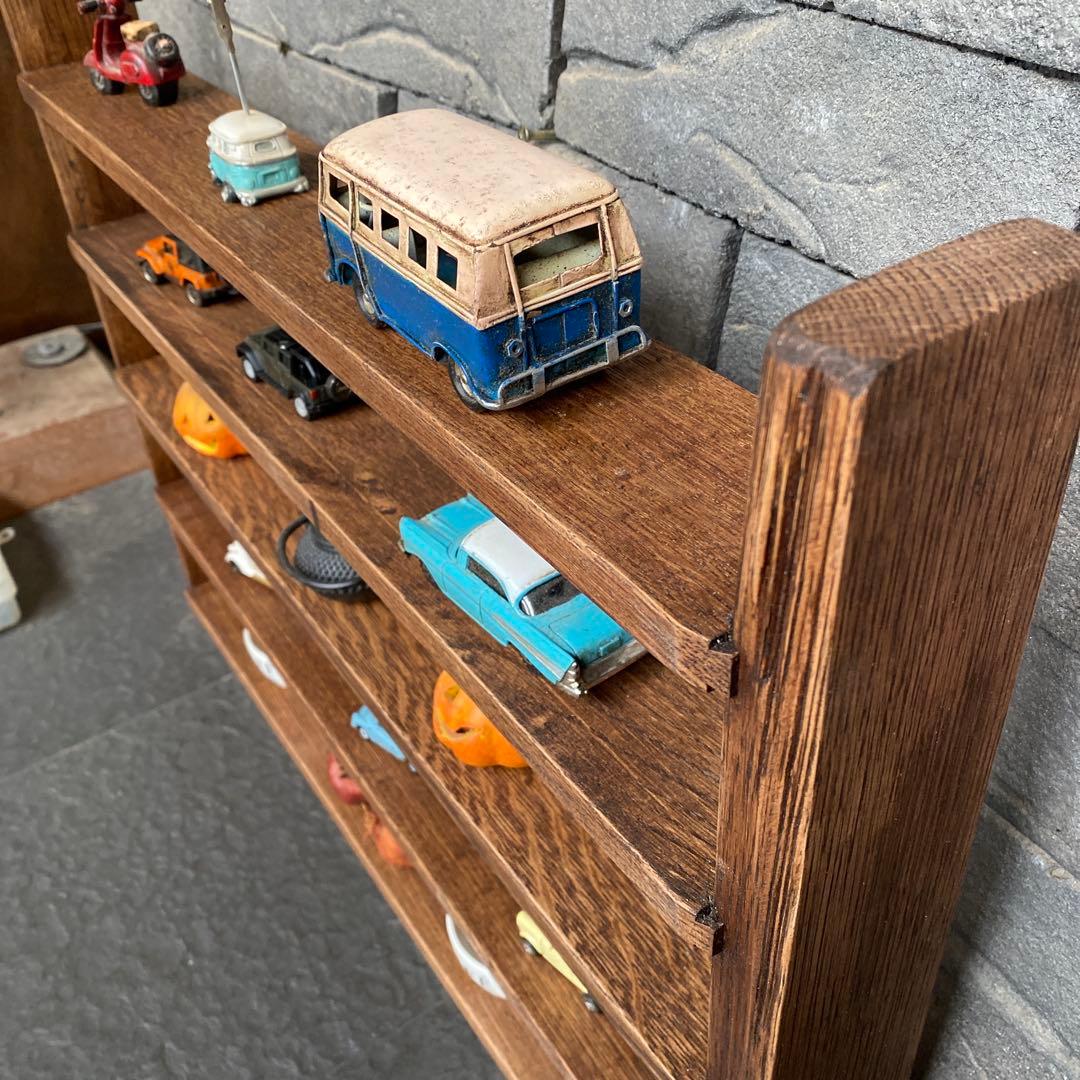 男前木製オープンシェルフ　手作り飾り棚　ホワイトオーク無垢材