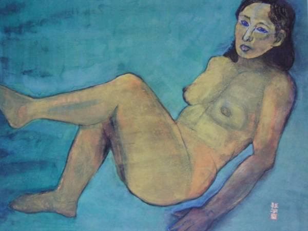 片岡球子、裸婦、画版レゾネより、版上サイン入り、新品高級額装付