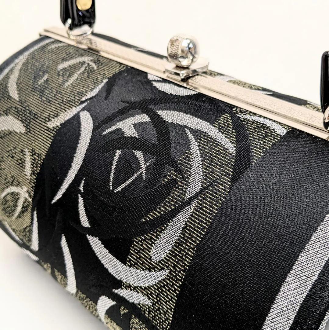 和装 草履バッグセット 帯地 モダン 黒×金 3枚芯 フリーサイズ k16-3