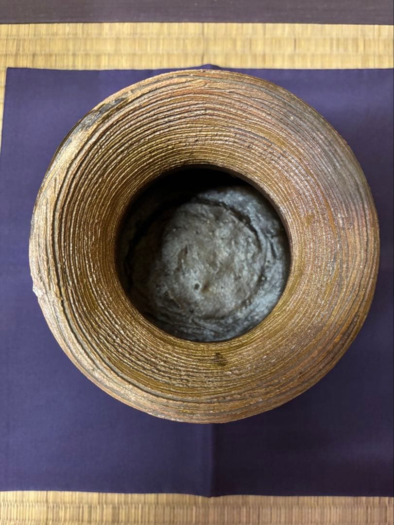 訳あり品　九代　大樋長左衛門　袋形水指　即中斎　箱書　塗蓋付き　茶道具　大樋焼