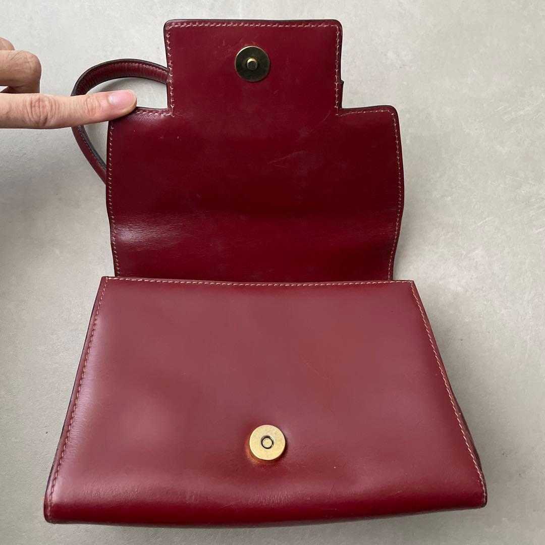 ロエベ レザー ハンドバッグ ロゴ型押し レッド ロエベ