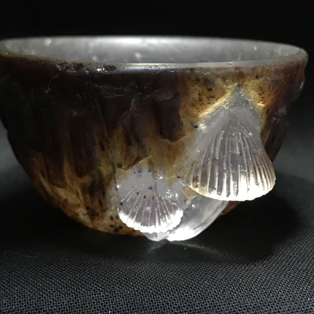 ガラス作家　佐伯泰典作　光るきのこぐい呑　パートドヴェール技法