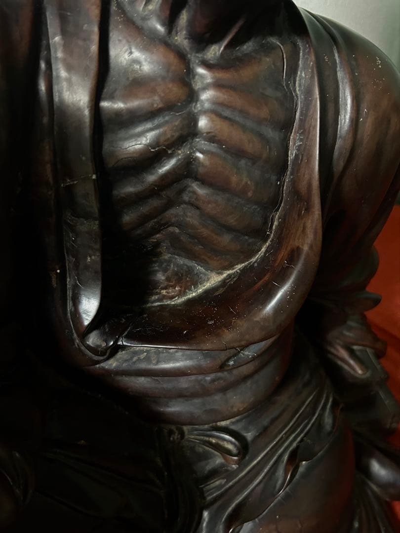 中国 時代 銘木紫檀 羅漢坐像 阿羅漢 座像 10kg 高さ43.5cm