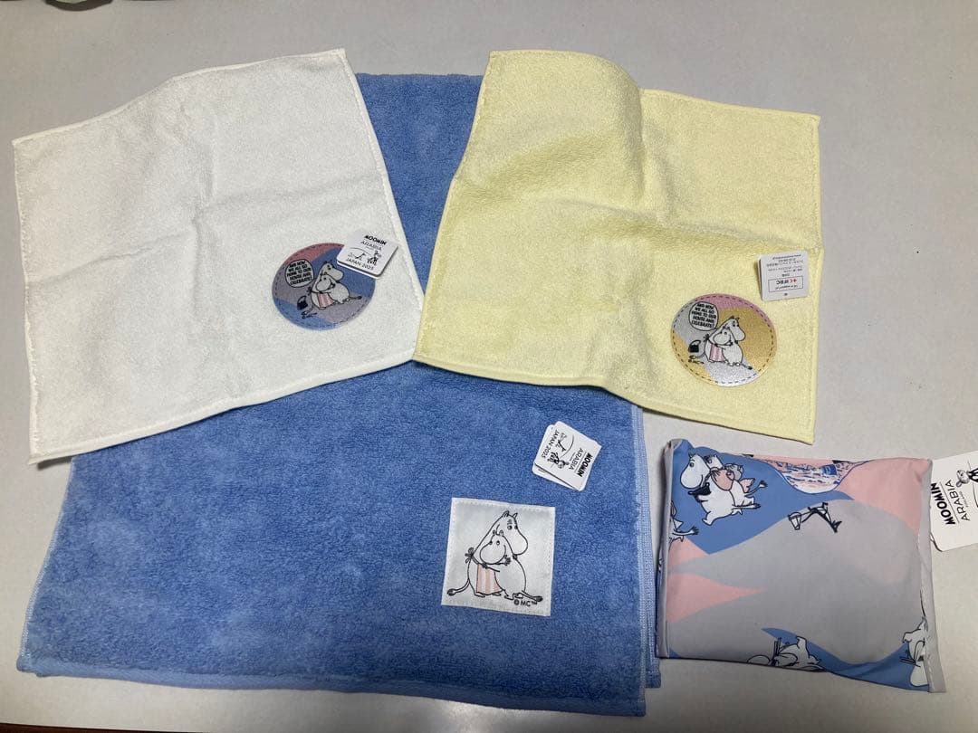 万博　ムーミン タオル、タオルハンカチ、エコバッグ