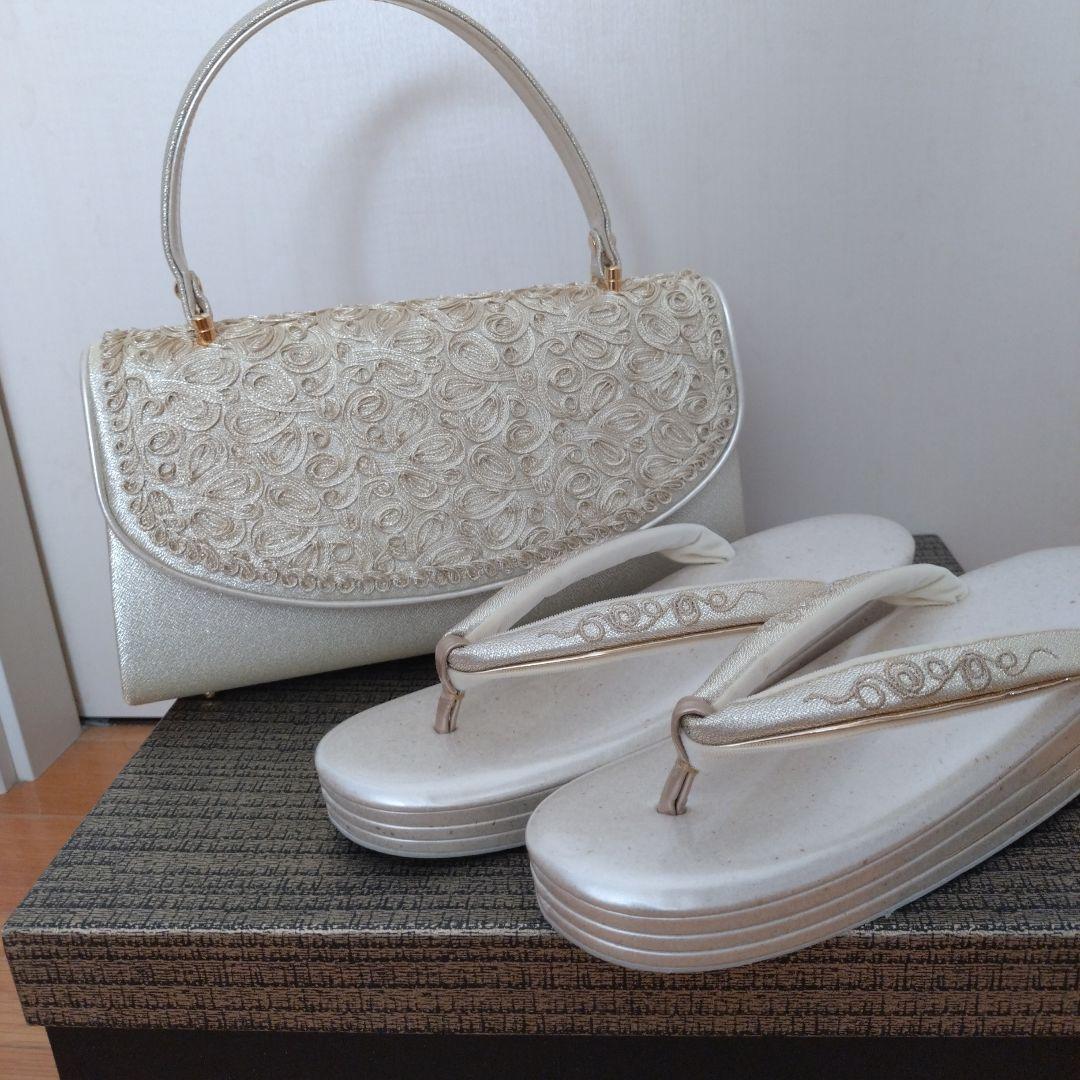 ☆ 世美庵 刺繍クラッチバッグと草履セット☆フォーマル 美品 Lサイズ
