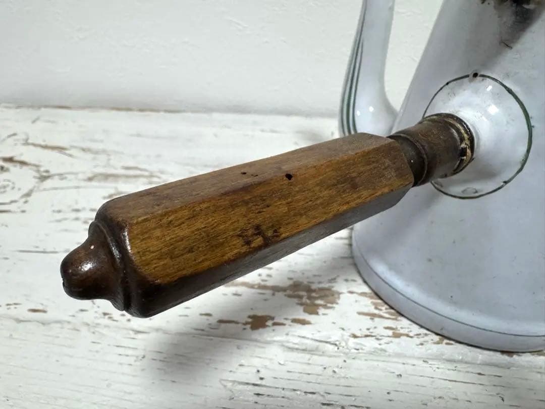 フランスアンティーク BB社 エナメル ホーローポット 薔薇柄 ショコラティエ