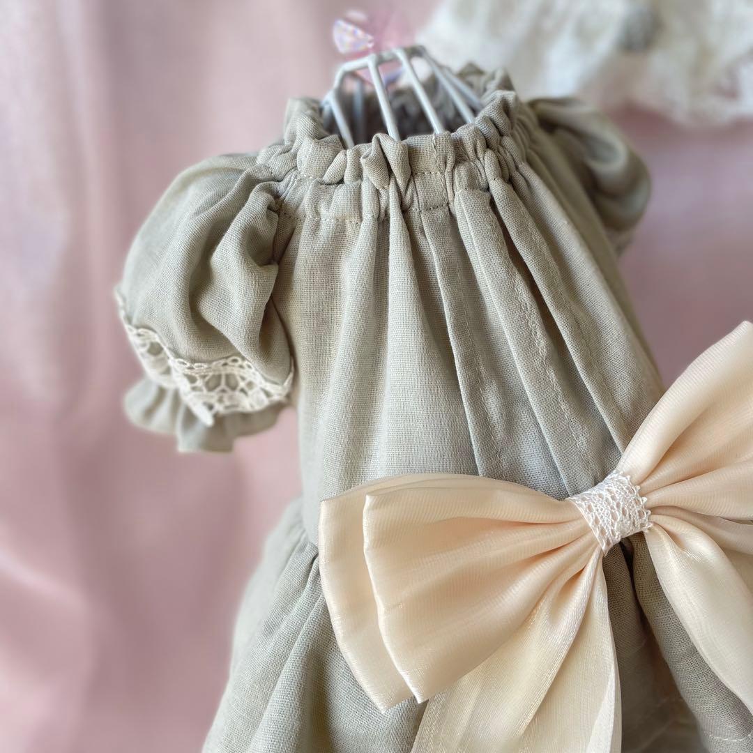 ナチュラル＆クラシカルなペチコートワンピース　つけ襟付き　犬服　ハンドメイド