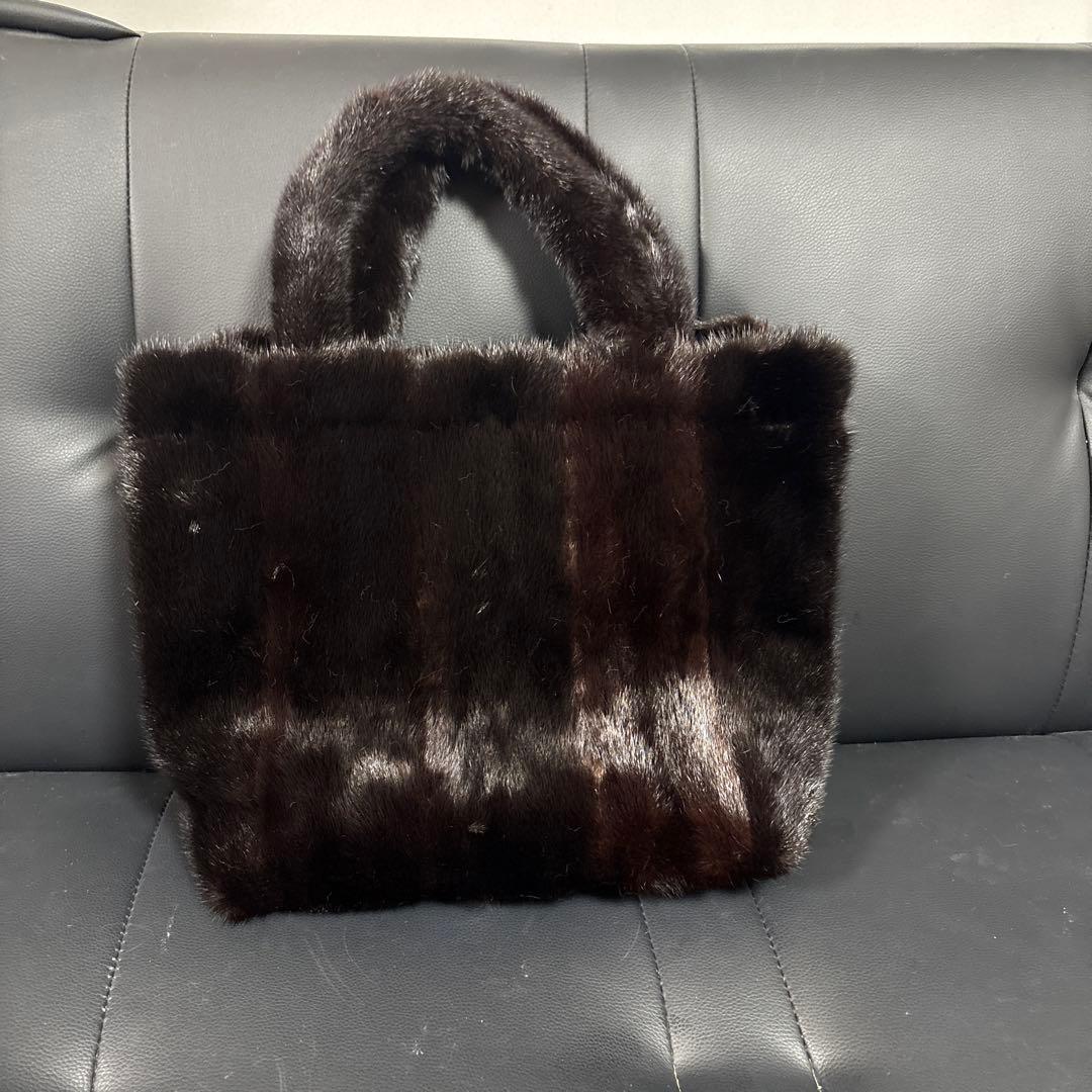新品❣️ラス1❣️高級ミンクリボン付きトートバッグ❣️定番ブラック❣️