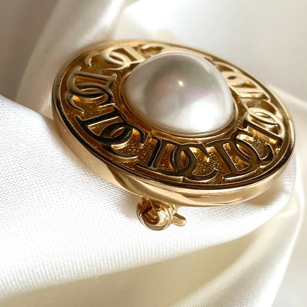 Christian Dior ディオール ブローチ ロゴ パール ヴィンテージ