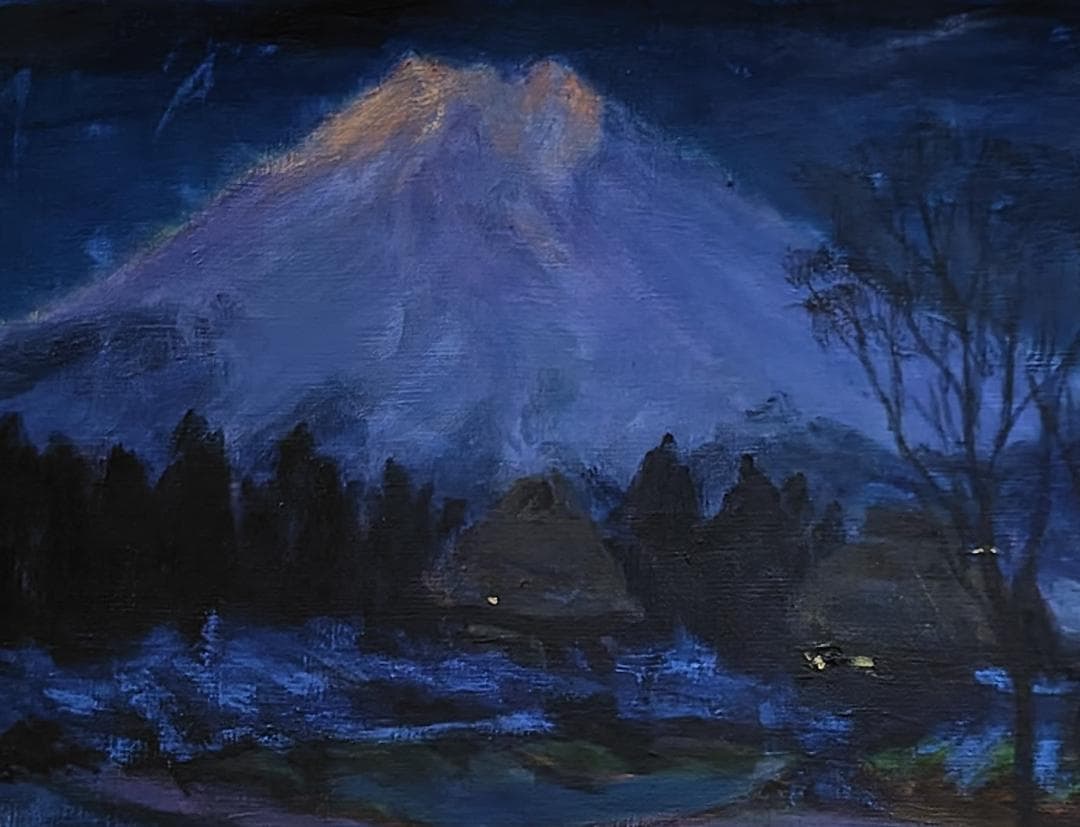 「黎明富士」忍野村 油絵 F4 絵画 油彩画 風景画 アート 富士山