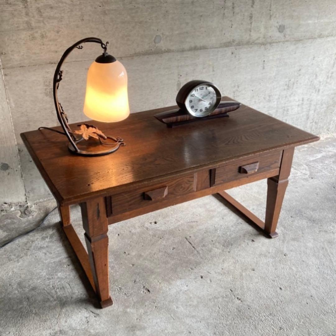 古い味のある文机 座卓 テーブル 引き出し 木製 和風 家具 古道具 レトロ
