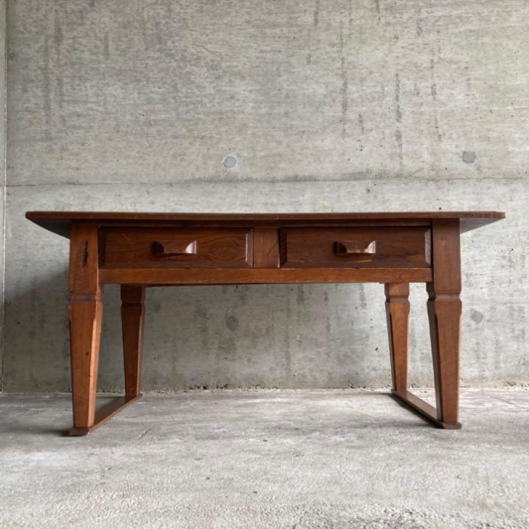 古い味のある文机 座卓 テーブル 引き出し 木製 和風 家具 古道具 レトロ