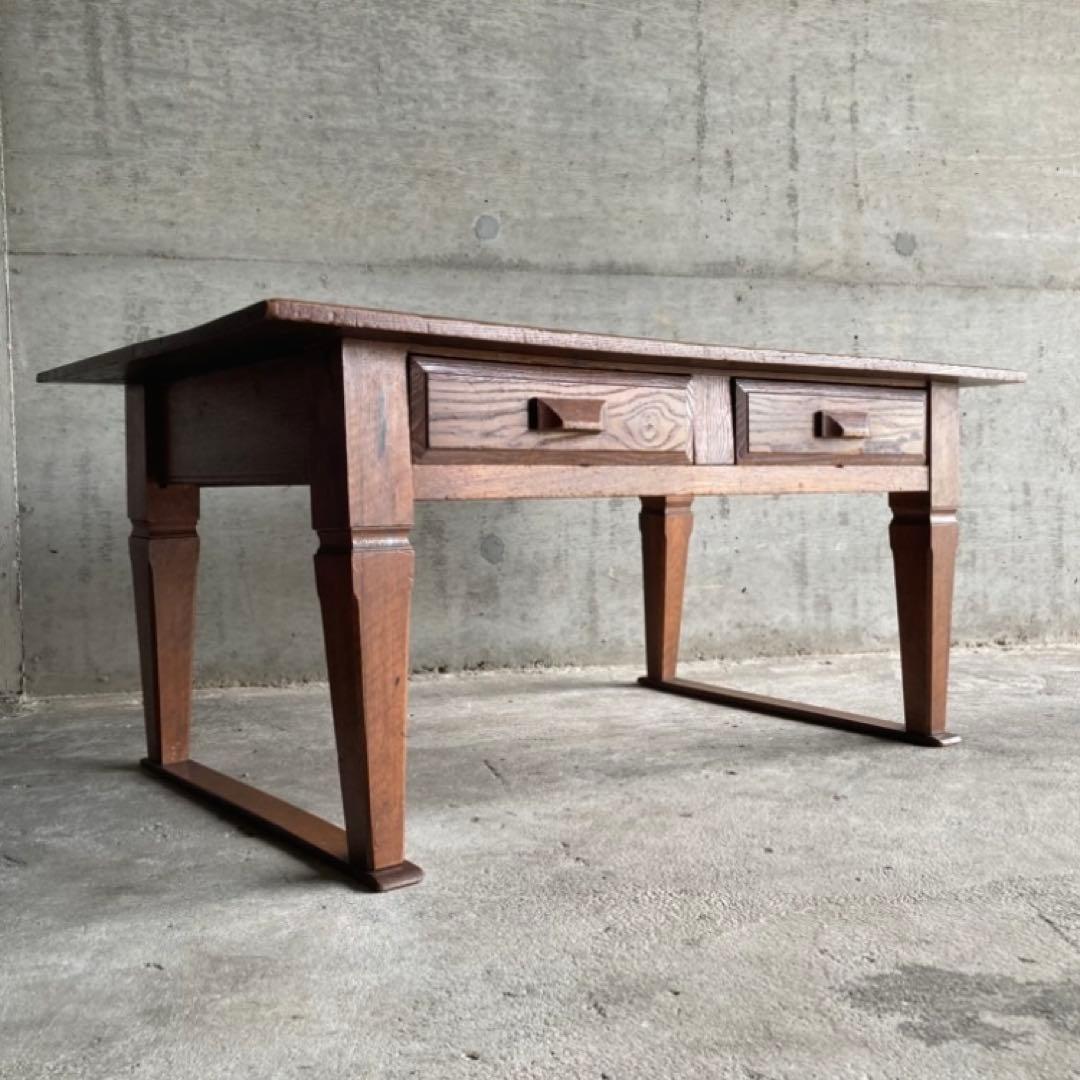 古い味のある文机 座卓 テーブル 引き出し 木製 和風 家具 古道具 レトロ