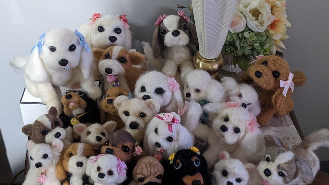 ハンドメイド　羊毛フェルト犬たち