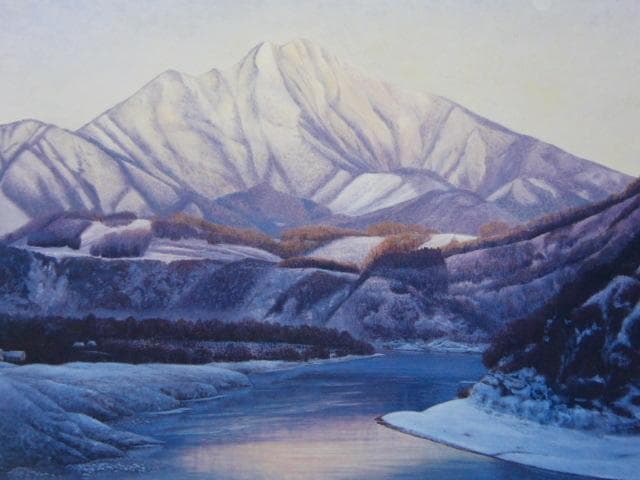 原田満佐子、【千曲川夕景】、希少な額装用画集より、新品額装付