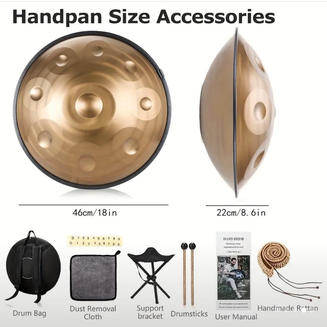 新品 ハンドパン 9音 Dマイナー　バッグ付 46cm