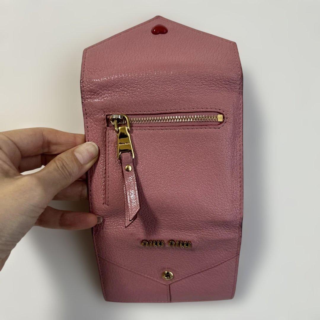 miu miu ピンク 三つ折りレター財布
