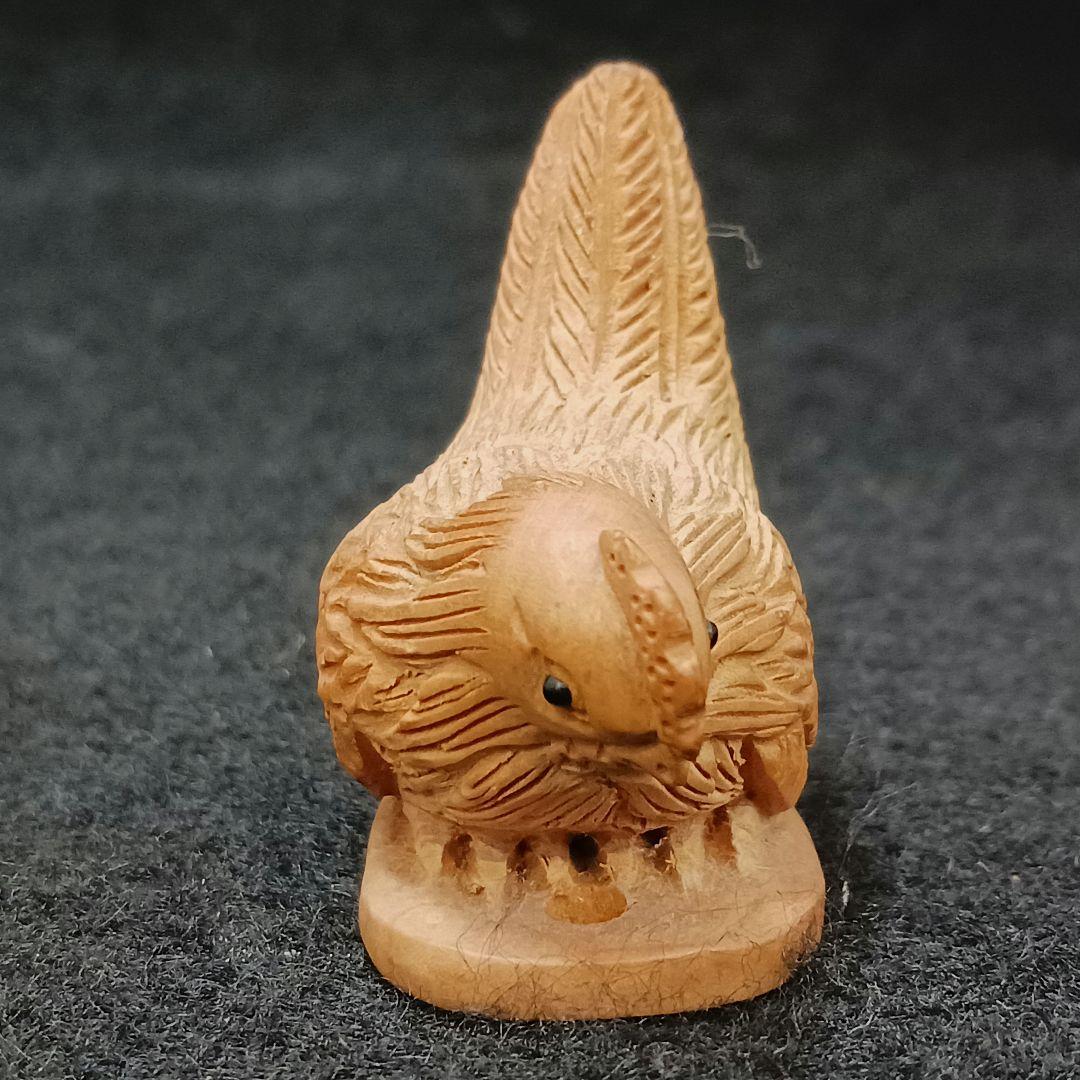 時代物 吉川造 木彫り鶏根付 提物　ひ