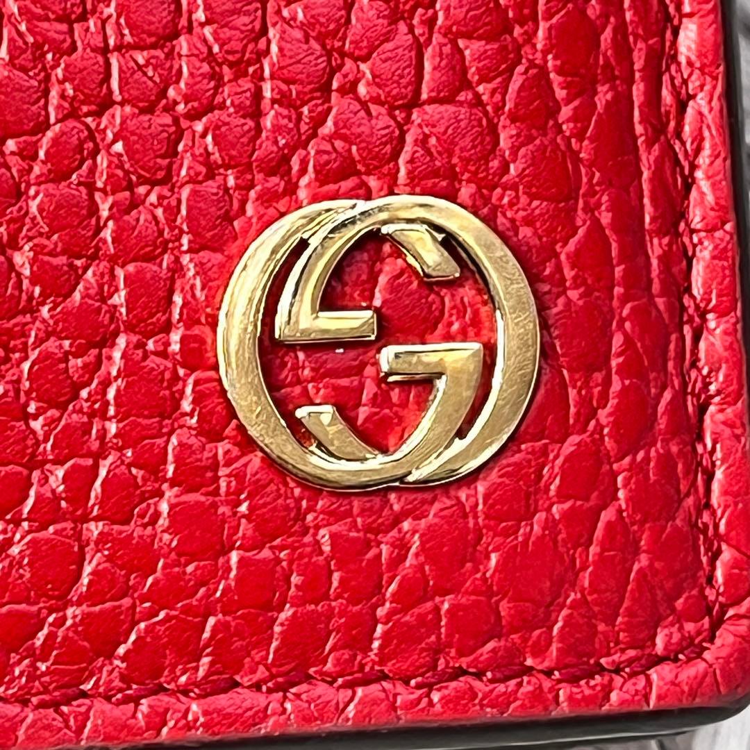 極美品✨GUCCI 折り財布　札入れ　カードケース　インターロッキング　シボ革